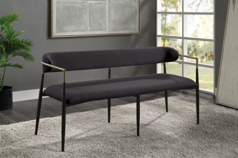 ZUN ACME Jaramillo Bench, Black Chenille & Black Finish DN02699A