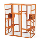 Large Cat Enclosure with 5 Perches, 2 Condos and 1 Lockable Door, Orange W2181P160607