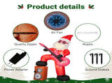 Guitar Santa Inflatable 8ft with Music & Light-Up Mouth, 190D Polyester Christmas Yard Decor, US 72694836