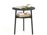 2-Tier Round Side End Table with Storage Shelf, Heavy Duty Metal Frame Adjustable Foot Pads 115 LBS 03136516