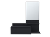 Vienna 23.6" Wide 3-Tier Shelf Floating Mirror Console Table, Full Extension Drawer Black B070P242499
