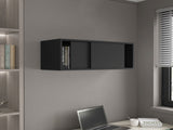 Wall Cabinet 13" H, 2 Sliding doors, 1 Shelf, Black B097P250893