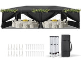 10'x20' Instant Pop Up Canopy Tent Black, 6 Panels 2 Doors 4 Mesh Windows, 28/22mm Powder Coated 43899525