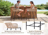 2-Pack Outdoor Bar Stools with Removable Cushions, 400 LBS Weight Capacity Woven Rope Patio Chairs 78348492