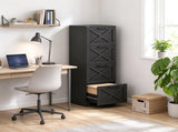 Farmhouse Vertical Printer Stand with X Pattern, 4-Drawer Storage Cabinet Fits Letter Files, Black 62748304