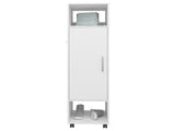 Armoire 62.9"H, with 1 Door, 3 Shelves, and Full-Length Mirror, White B097P250837