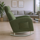 Chenille Upholstered Rocking Chair with Metal Legs and Side Storage Pocket Modern Comfort & 42228011