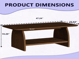 Modern minimalist living room coffee table, 47 inch double-layer rectangular with storage function, W1727P356443
