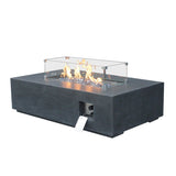 ZUN 52 Inch Outdoor Concrete Propane gas rectangle Fire Pit table in Dark Gray color W2620P182374