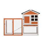 ZUN 2-Story Wooden Rabbit Hutch Bunny Cage, Chicken Coop, Pet House for Small Animals, Orange + White W2181P151907