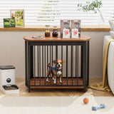 GO 31.5" Furniture Style Dog Crate for Small and Medium Dogs, Wooden Cage Indoor Kennel Furniture, N704P247045D