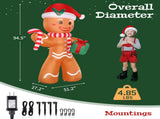8ft 15W 5 LED Lights Gingerbread Man Holding Gift Garden Gingerbread Man Decoration 62839589