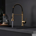 ZUN Commercial LED Kitchen Faucet with Pull Down Sprayer, Single Handle Single Lever Kitchen Sink Faucet W1932P156148