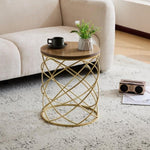 ZUN Golden Side table [MDF TOP+ METAL FRAME] N770P234470G