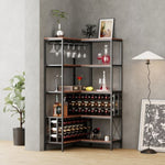 ZUN Corner Wine Rack Bar Cabinet Industrial Freestanding Floor Bar Cabinets for Liquor and Glasses WF325112AAB