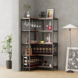 ZUN Corner Wine Rack Bar Cabinet Industrial Freestanding Floor Bar Cabinets for Liquor and Glasses WF325112AAB