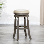 ZUN 30" Bar Stool, Weathered Gray Finish, French Gray Leather Seat B04660739