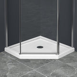 Goodyo 36 in. D x 36 in. W x 3.5 in. H Corner Drain Neo-Angle Shower Base in White D163111784