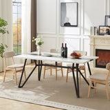 70.9"Rectangular Large Table, Marble Grain Waterproof Large Desk for 8 People, Deluxe Family 49672511