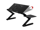 360-Degree Rotation Multifunctional Portable Folding Table with Fan & Mouse Black 35175416
