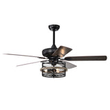 ZUN 52 Inch Farmhouse Ceiling Fan with Remote,3-Lights Ceiling Fan with Light Fixture W1592P162565