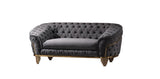 Loveseat in Grey and Gold with Fabric button-tufted velvet upholstery Finish 698781499122