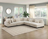 1pc Modern Living Room Furniture Modular Corner Seat Plush Beige Corduroy Fabric Upholstery Plywood B011P220979
