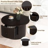 Round Coffee Table for Living Room in Dark Brown, Farmhouse Coffee Table a Drawer, Center Table N735P242922D
