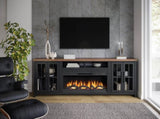97 inch Fireplace TV Stand Console for TVs up to 100 inches, Minimal Assembly, Black and Whiskey B108P160223