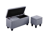 Large Storage Ottoman Bench Set, 3 in 1 Combination Ottoman, Tufted Ottoman Linen Bench for W142063971