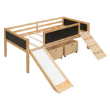 ZUN Twin size Loft Bed Wood Bed with Two Storage Boxes - Natrual 04539987