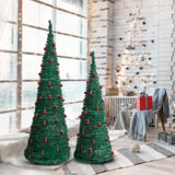 2 Pack, 6FT 5FT Artificial Pop Up Christmas Tree with Red Ball Ornaments for for Home Office Store 61198639