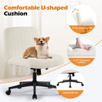 ZUN Office chair with wheels, armless office chair, Teddy velvet wide seat home office chair, cute W1521P176418