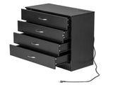 PB Wood Simple 4-Drawer Nightstand Dresser with USB Ports & Outlet Black 65945830