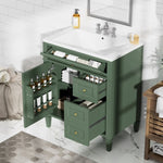 ZUN 30'' Bathroom Vanity with Top Sink, Modern Bathroom Storage Cabinet with 2 Drawers and a Tip-out 96034460