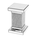 U-Can 11.8'' Silver Square Mirrored End Table LED lights, Modern Side Table N724P179242S