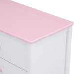 ZUN Wooden Storage Dresser with 6 Drawers,Storage Cabinet for kids Bedroom,White+Pink 36346683