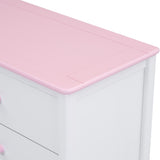 ZUN Wooden Storage Dresser with 6 Drawers,Storage Cabinet for kids Bedroom,White+Pink 36346683