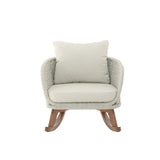 Contemporary Minimalist Beige Wicker Rocking Chair with Soft Polyester Cushions and Durable Wooden N767P305079A