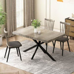 ZUN 55.11'' -70.86"Retro Rectangular Stretch Dining Table, Grey Carole Top With Black Embossed Center W757P147832