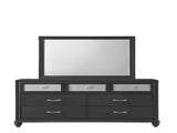 1pc Luxury Glam Seven Drawer Dresser with Two-Toned Drawer Black Finish Shimmering Accents B011P234294