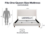 Hayden Upholstered Wingback Bed Size Queen / Tall 54" Headboard Upholstered Queen Bed / Without B083P245047