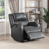 Modern Living Room Furniture 1pc Power Reclining Chair Gray Faux Leather Upholstery Plush Seating B011P256236