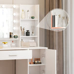 ZUN Vanity Desk with Mirror & Light, Large Drawer Three Level Storage Dresser, 3 Lighting Modes 10751002