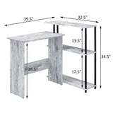 Antique White and Black Office Desk with Bookshelf B062P184525