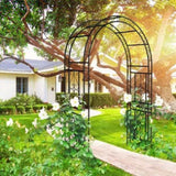 Metal Garden Arch L59'' x W17.71'' x H90.55'' Climbing Plants Support Rose Arch Outdoor Black W1586P268781