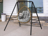 133*137*180cm Wrought Iron Four-Legged Standing 200kg Three Rings Hanging Chair Frame Black 76632052