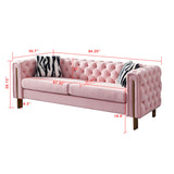 Chesterfield Modern Tufted Velvet Living Room Sofa, 84.25''W Couch,Pink W57947396