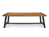 Carlie Outdoor Sandblast Finished Dining Table with Rustic Metal Finished Iron Legs N768P197034F