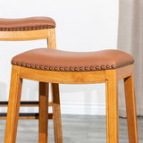 24" Counter Stool, Natural Finish, Saddle Leather Seat B04660609